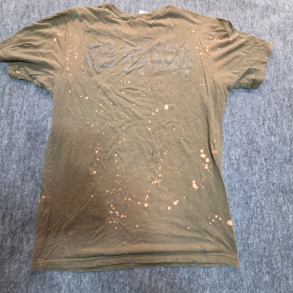 Ed Hardy Love Kills Slowly Rhinestone Bleach Splatter T-Shirt Olive Green M - Picture 10 of 13